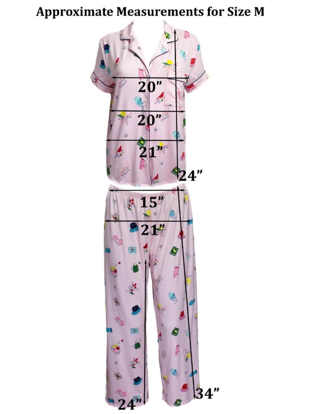 Kate Spade Women’s Pajama Short Sleeve Top Capri Pants 2-Pc Lounge PJ Set Size M - Picture 7 of 7